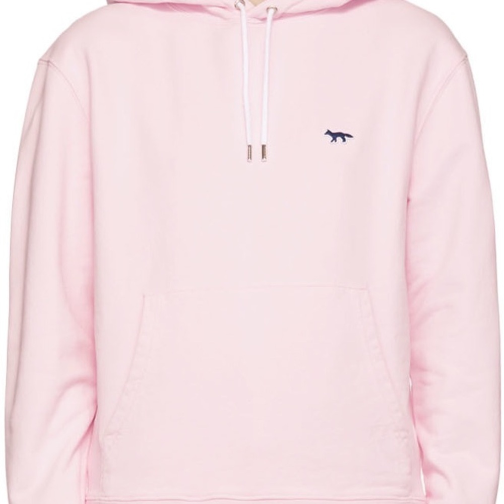 Maison Kitsune Navy Fox Patch Hoodie Pink